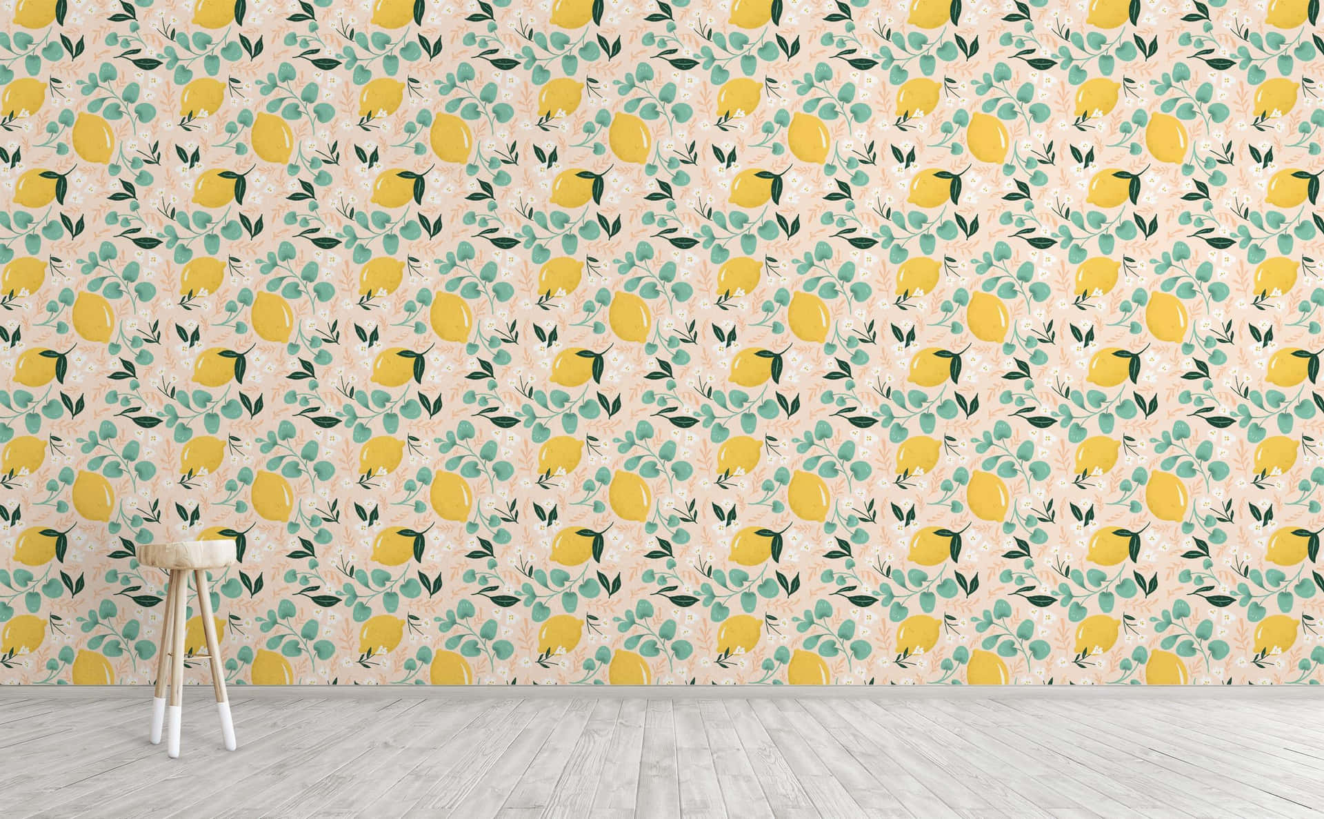Lemon Watercolor Floral Patterns Wallpaper