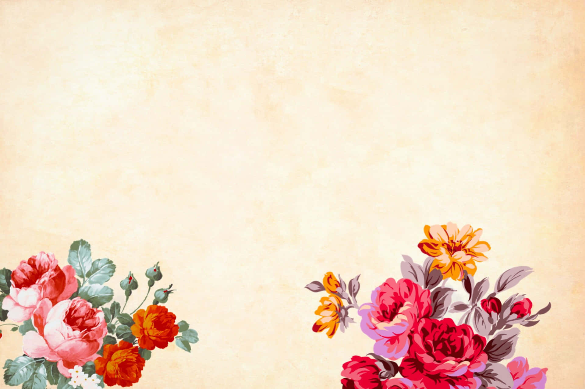 Red And Orange Watercolor Floral Wallpaper
