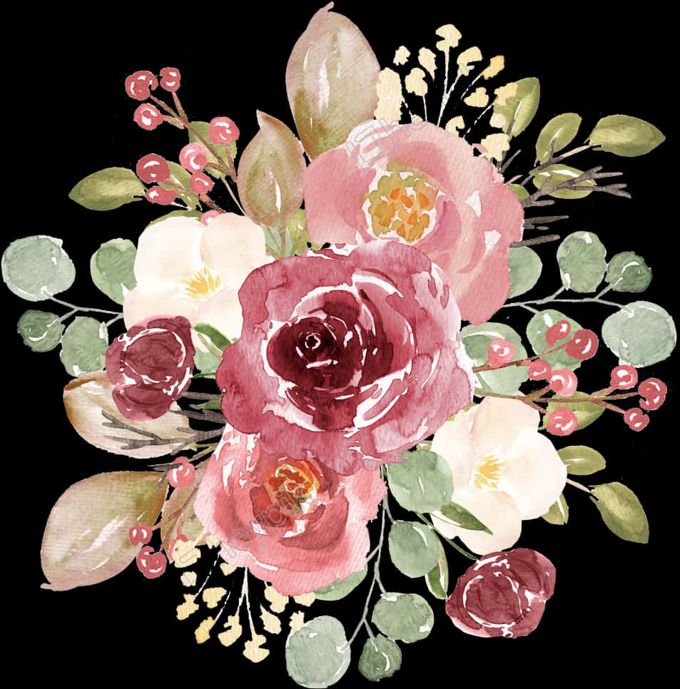 Watercolor Floral Bouquet_ Artwork PNG