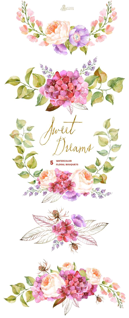 Watercolor Floral Dreams Design PNG