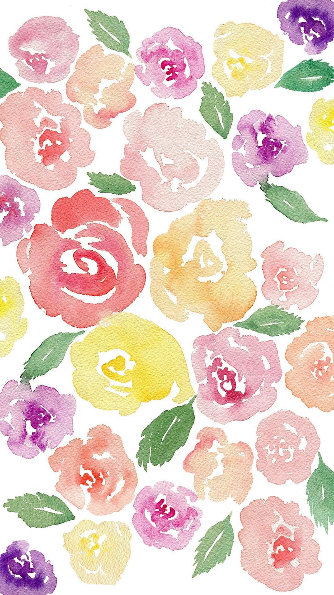 Red And Yellow Watercolor Floral Patterns Wallpaper