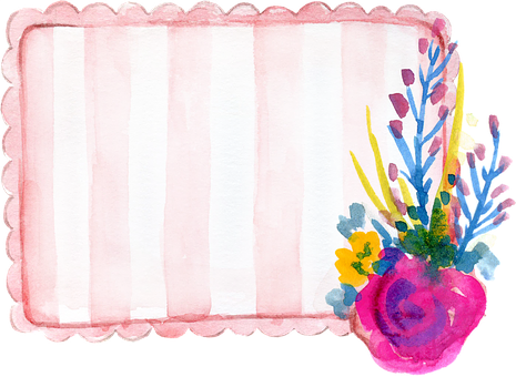 Watercolor Floral Frame Background PNG