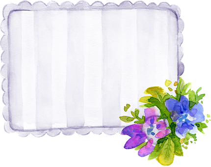 Watercolor Floral Frame Template PNG