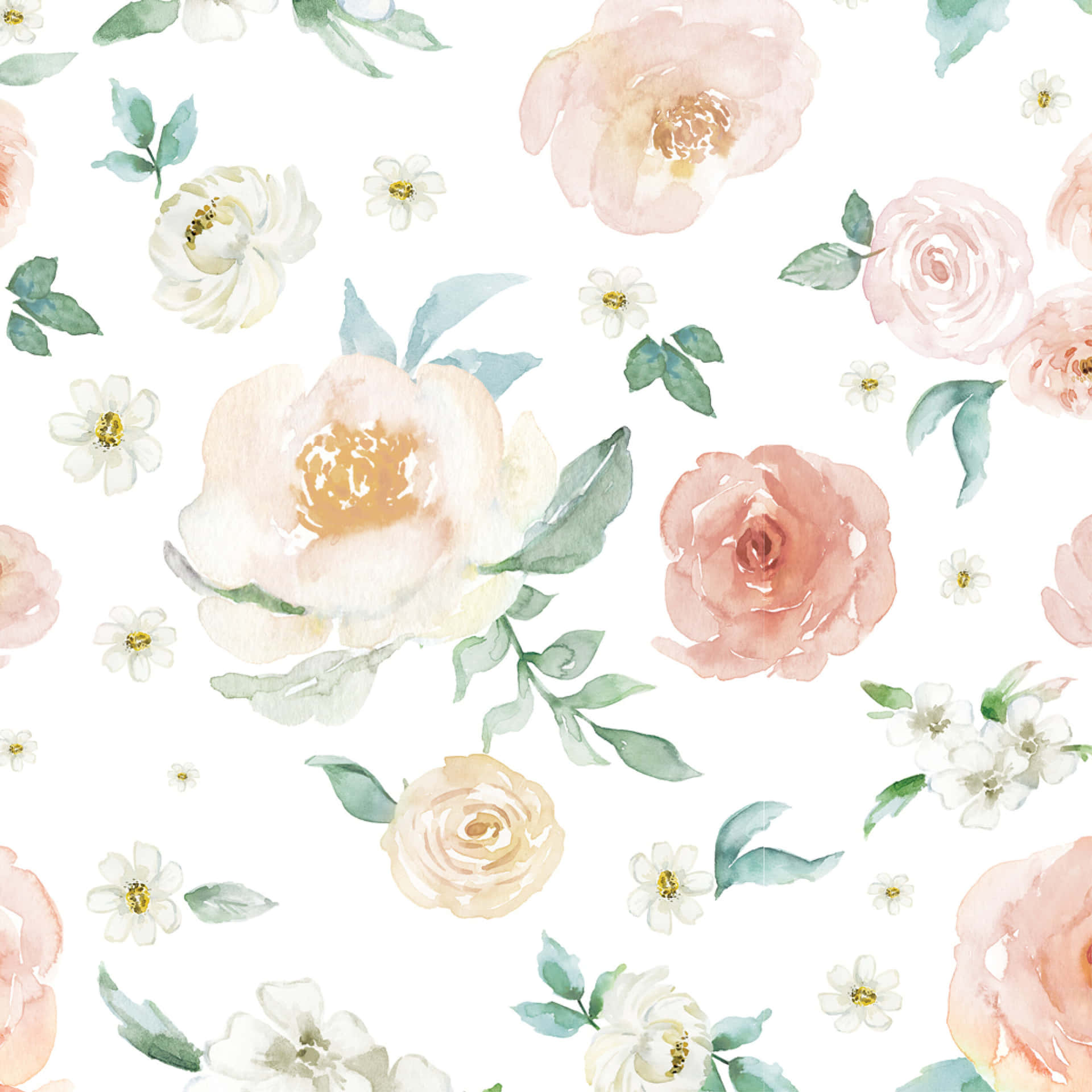 Watercolor Floral Pattern Wallpaper