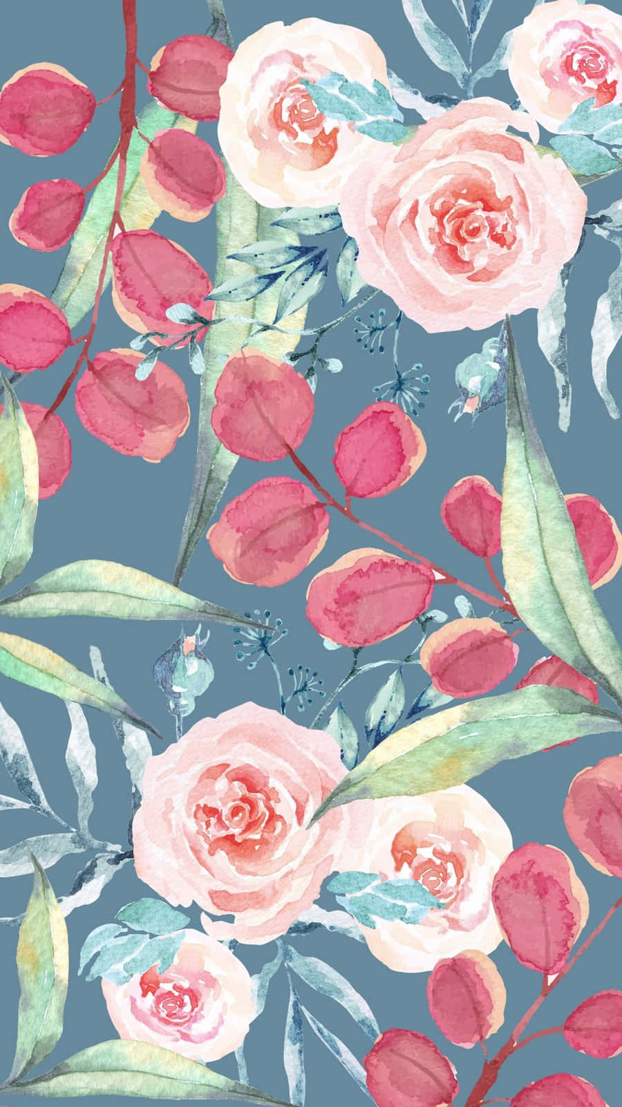 Watercolor Floral Pattern Phone Background Wallpaper