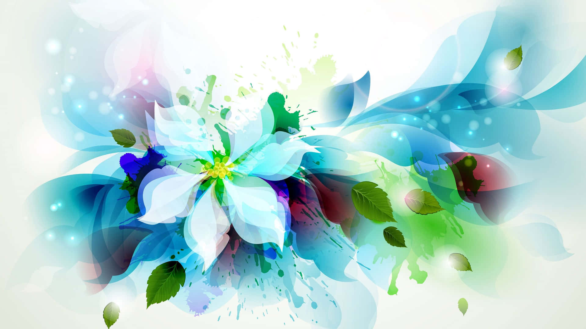 Floralde Acuarela Azul Etéreo Fondo de pantalla
