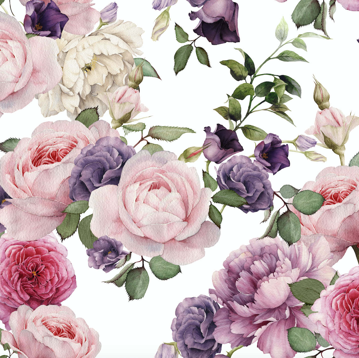 Lassensie Die Schönheit Mit Einem Lebendigen Aquarell-blumenmuster Erblühen. Wallpaper