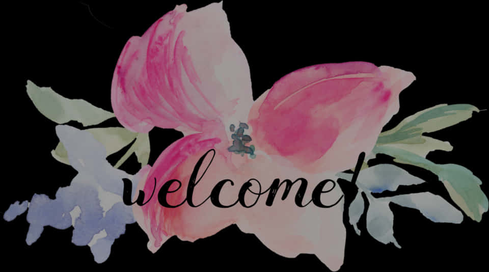 Watercolor Floral Welcome Sign PNG