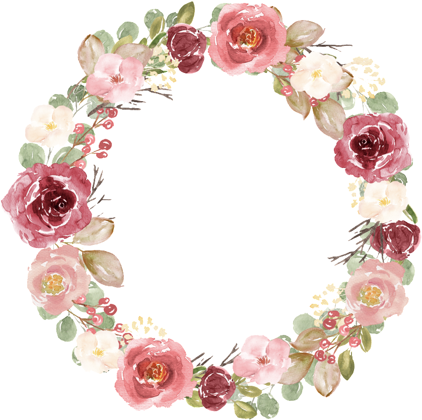 Watercolor Floral Wreath PNG