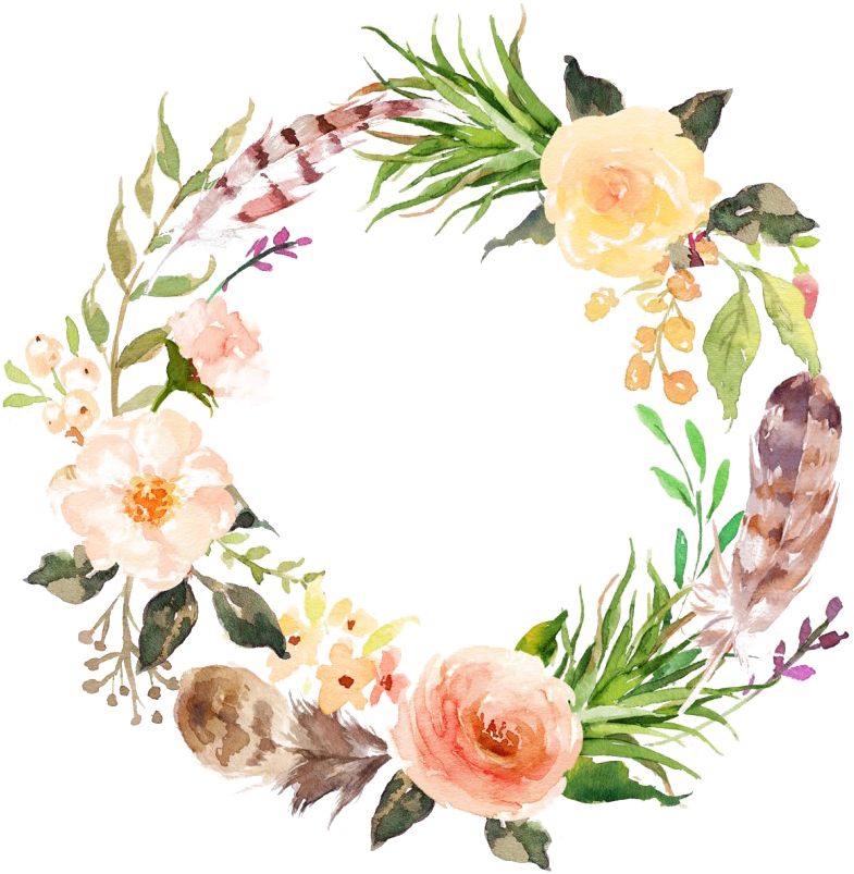 Watercolor_ Floral_ Wreath_with_ Feathers.png PNG