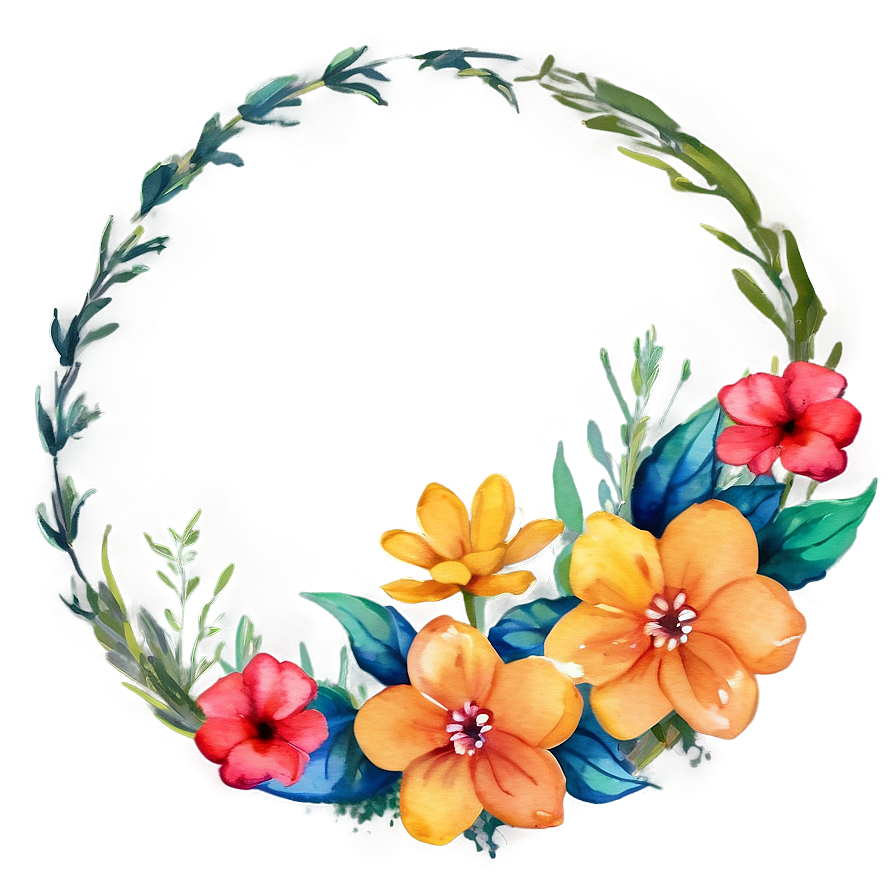 Watercolor Flower Circle Png 06252024 PNG