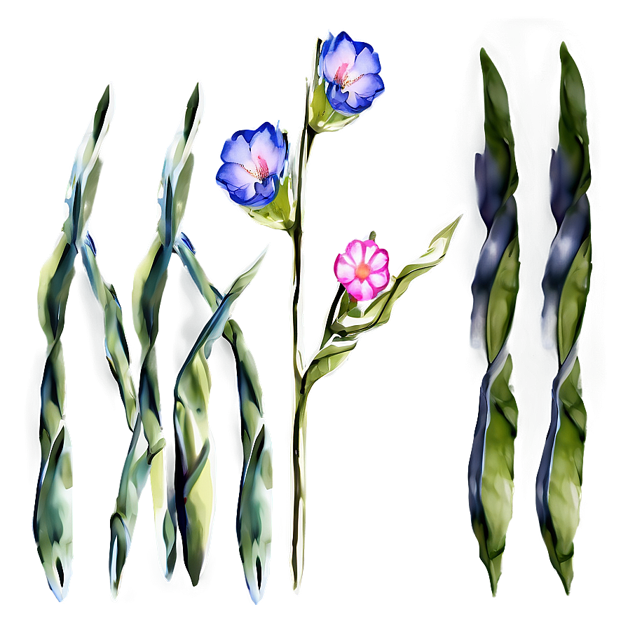 Watercolor Flower Stem Png Hnk PNG