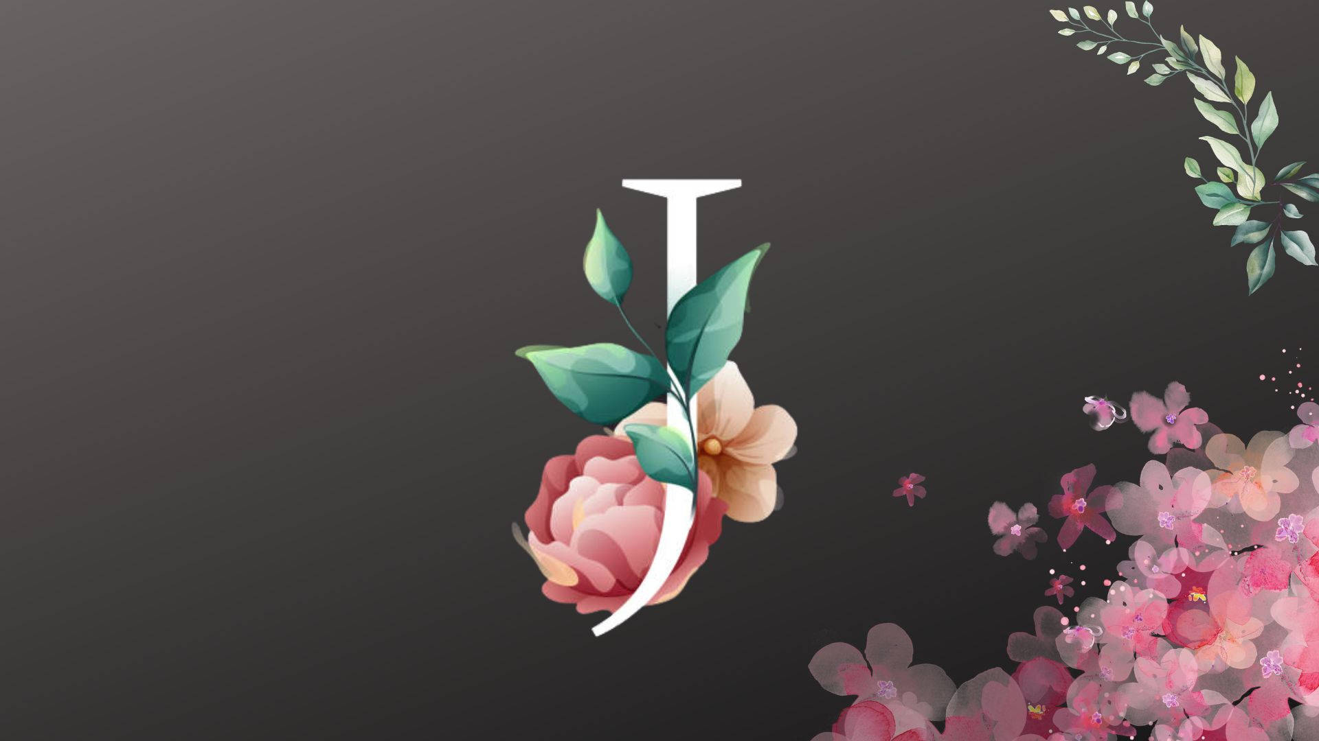 Watercolor Flowers And Letter J Wallpaper