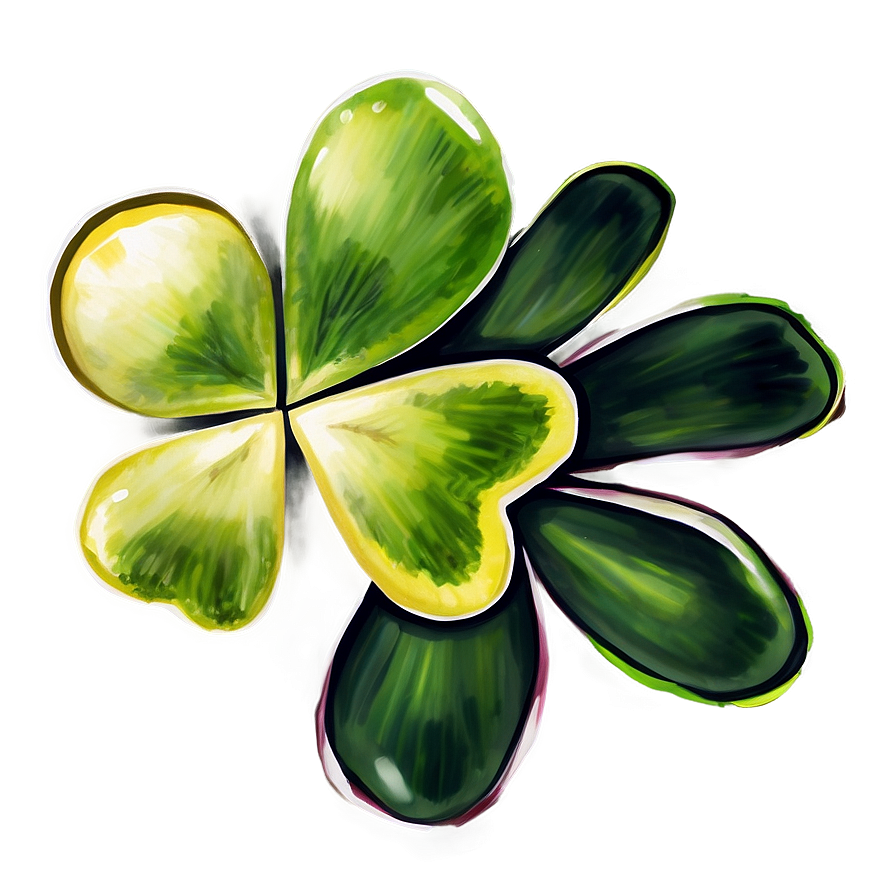 Watercolor Four Leaf Clover Png 05252024 PNG