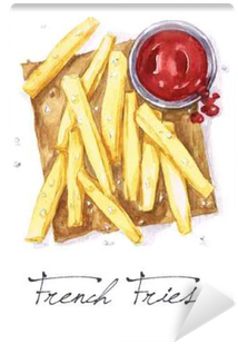 Watercolor French Friesand Ketchup PNG