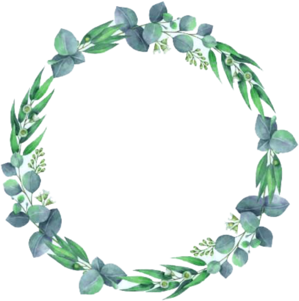 Watercolor Greenery Wreath PNG