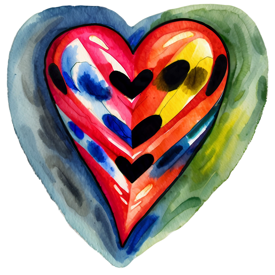 Watercolor Heart Painting Png B PNG