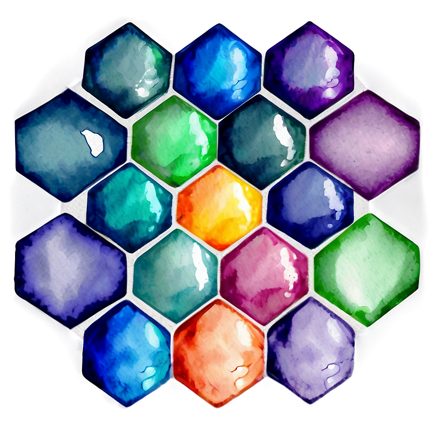 Watercolor Hexagon Pattern Png 3 PNG