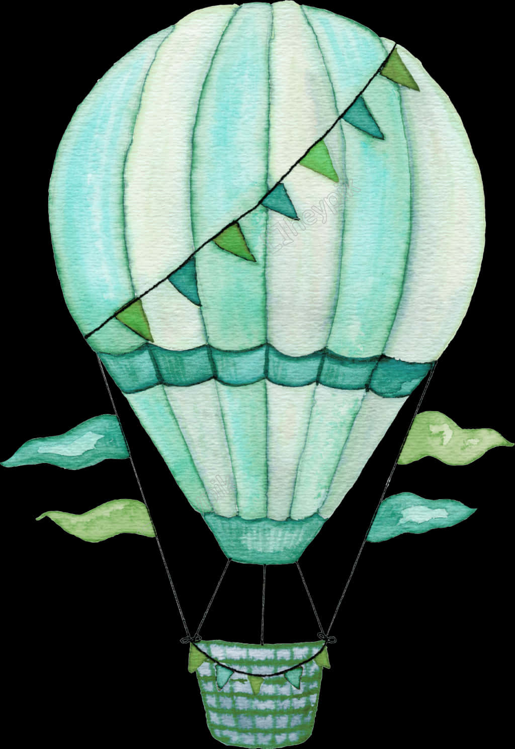 Watercolor Hot Air Balloon Artwork PNG