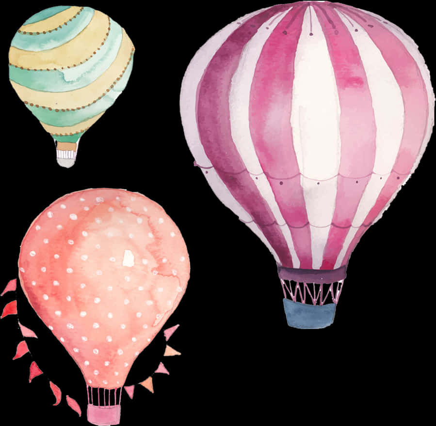 Watercolor Hot Air Balloons PNG