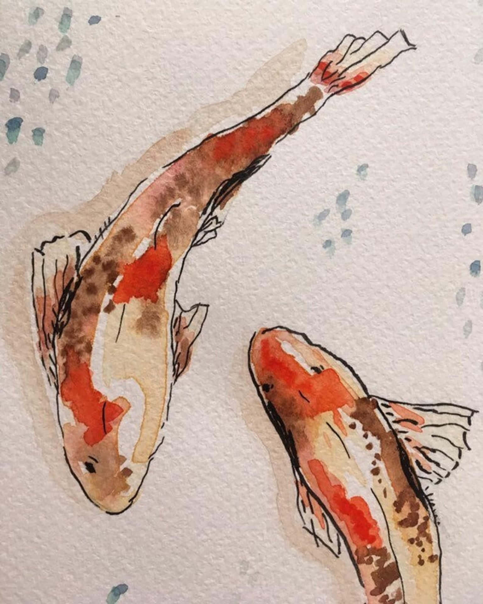Watercolor Koi Fish Artwork Wallpaper