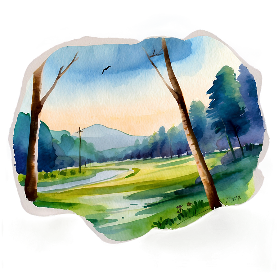 Watercolor Landscape Png Tlv42 PNG