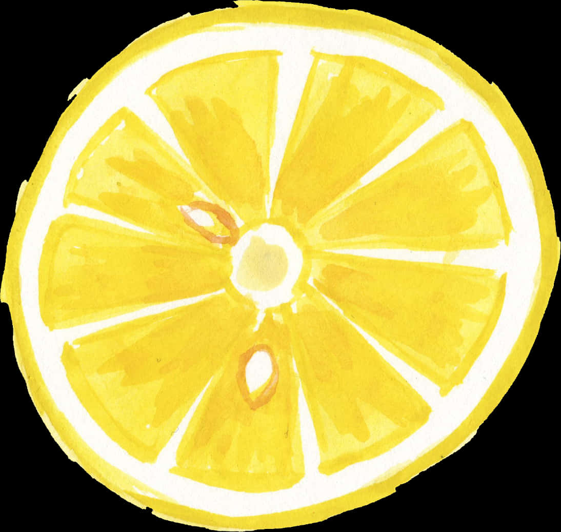 Watercolor Lemon Slice Artwork PNG