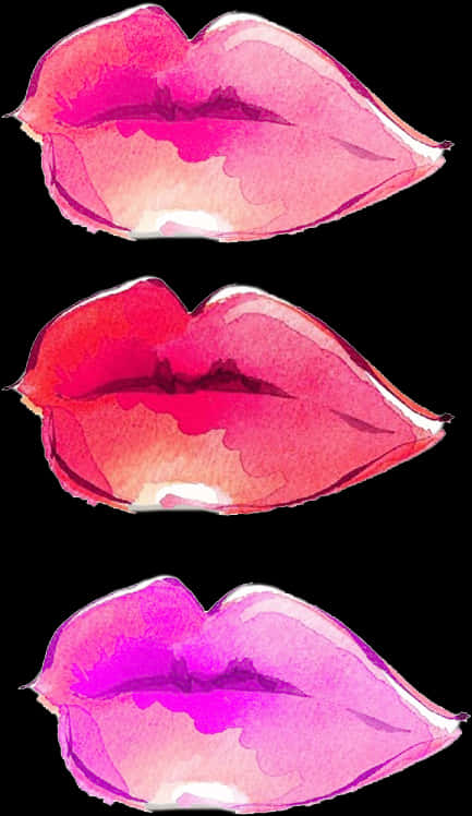 Watercolor_ Lips_ Triptych_ Artwork PNG