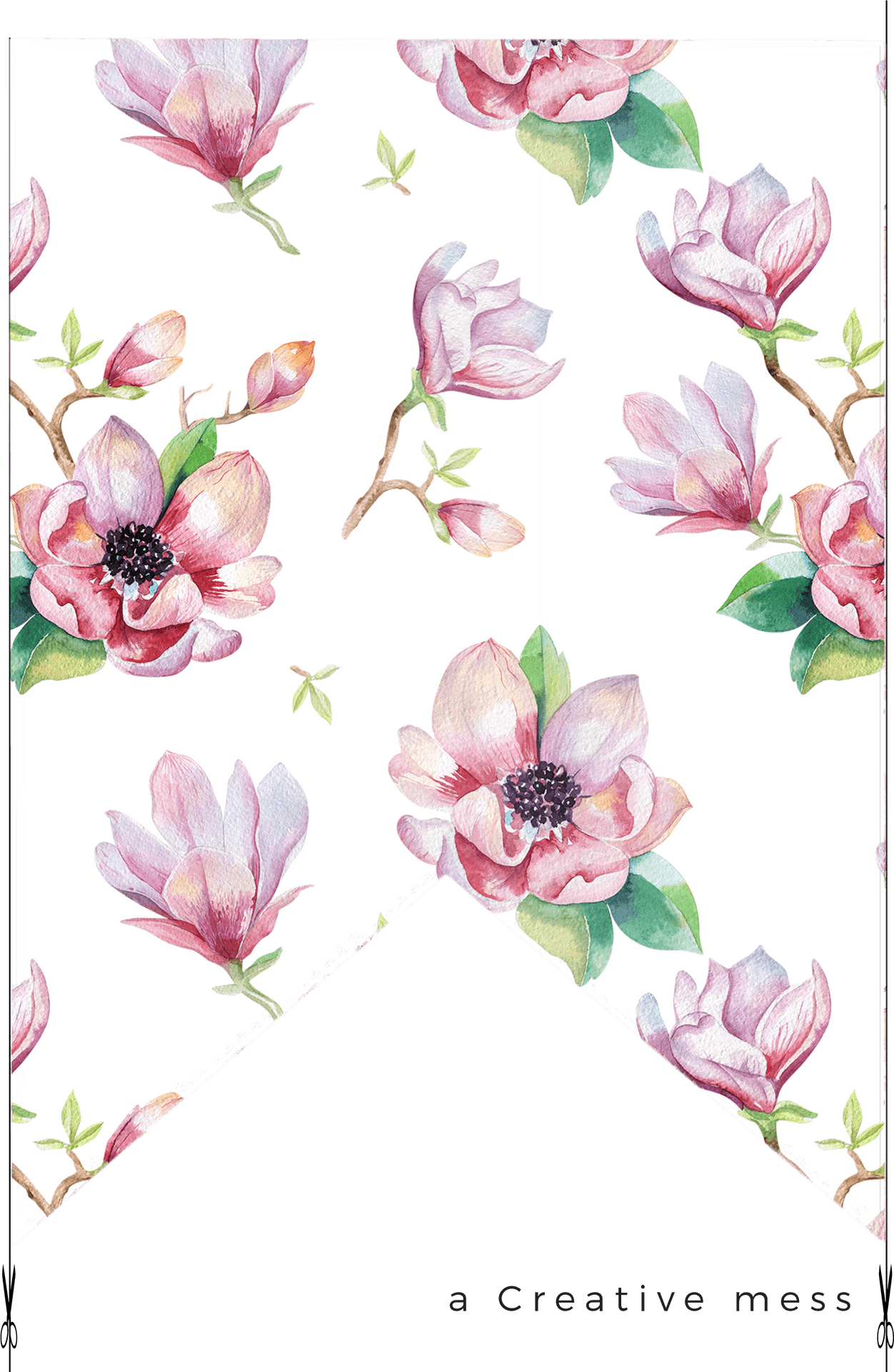 Watercolor Magnolia Pattern PNG