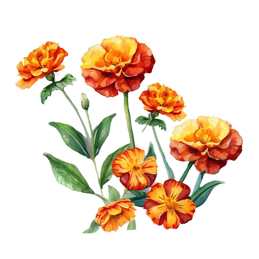 Watercolor Marigolds Art Png Avu47 PNG