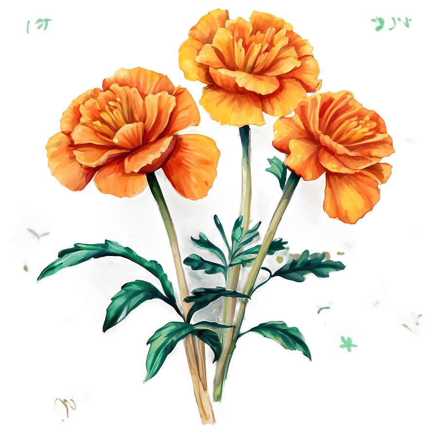 Watercolor Marigolds Art Png Lxx17 PNG