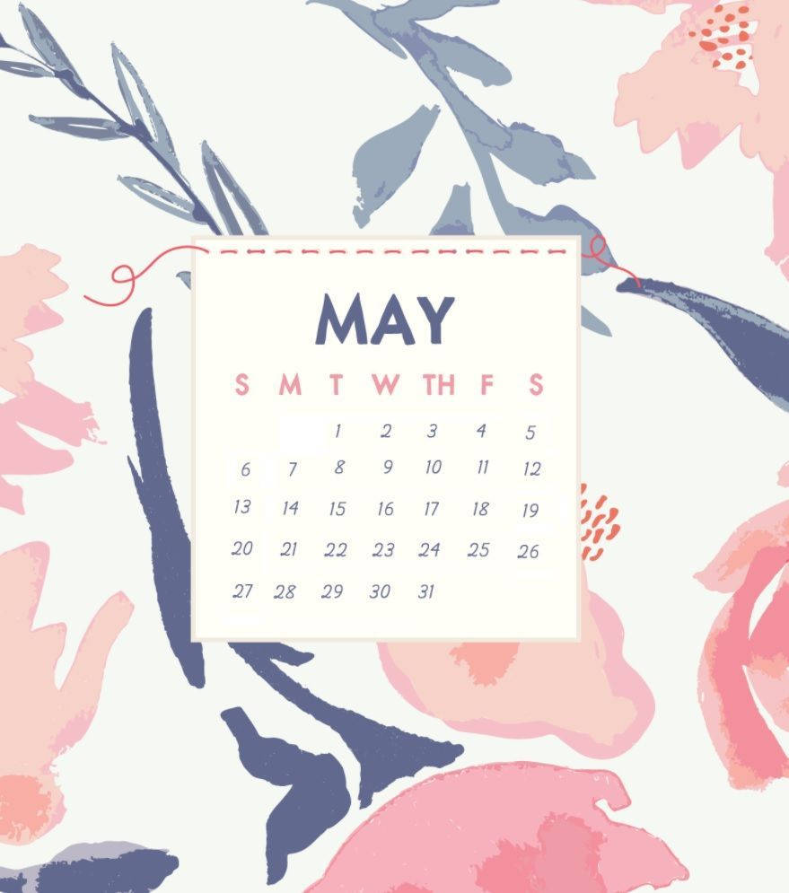 Watercolor May Calendar