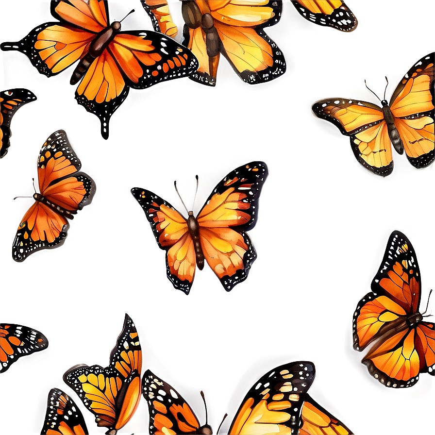 Watercolor Monarch Butterflies Png Pta70 PNG