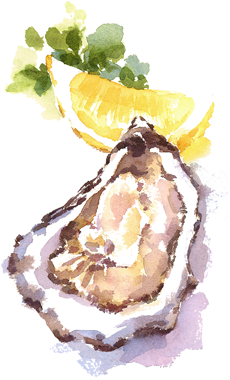 Watercolor Oysterwith Lemon PNG