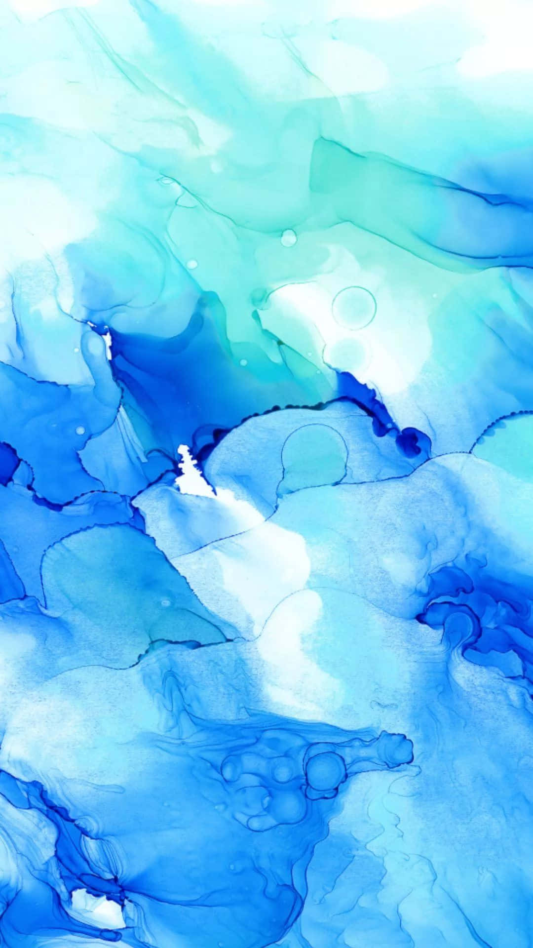 Akvarellmålningav Blått Och Vitt Vatten Wallpaper