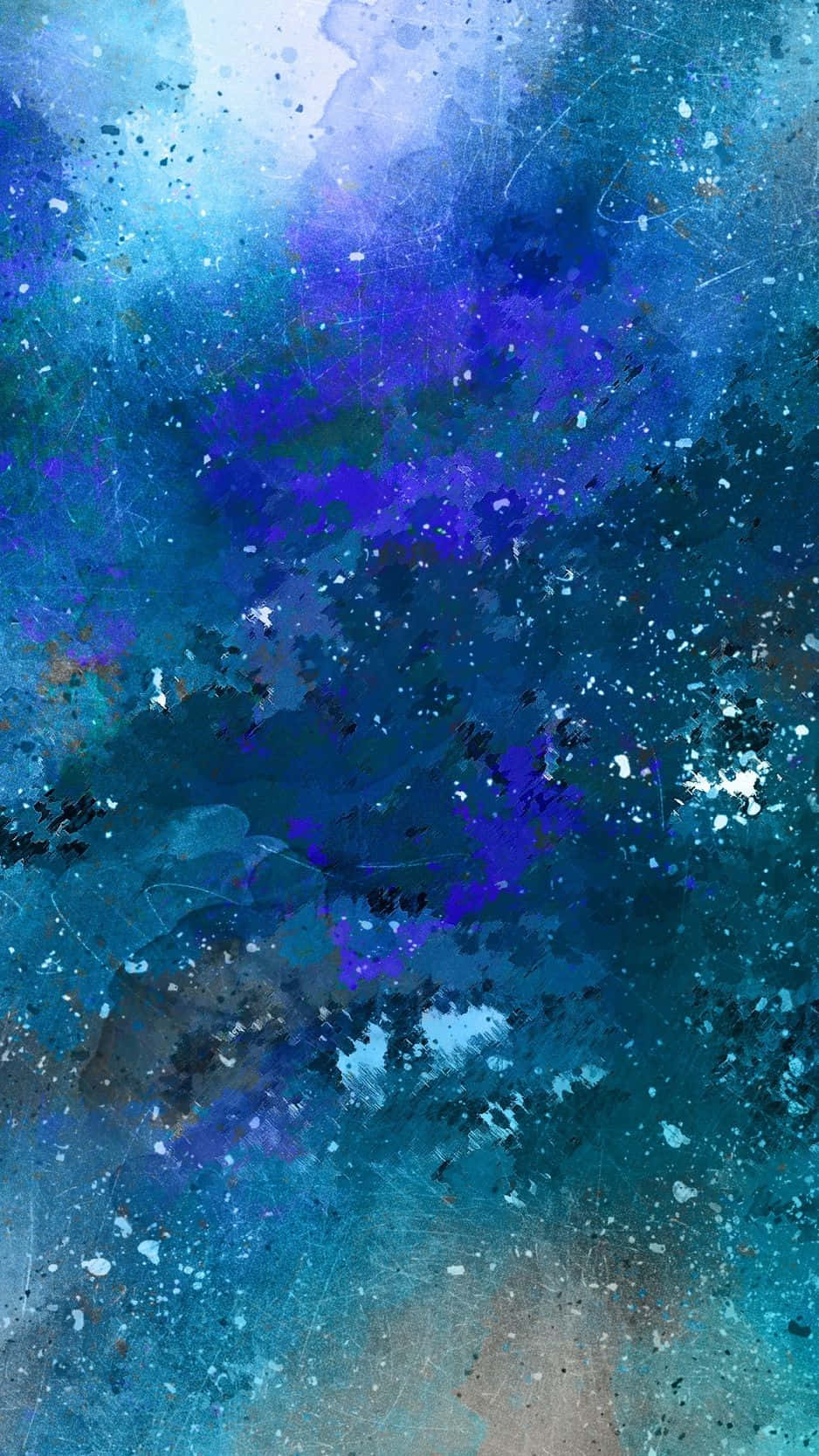 Et vandfarve maleri af en blå og lilla rumnebulose. Wallpaper