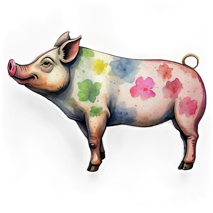 Watercolor Pig Png 05212024 PNG