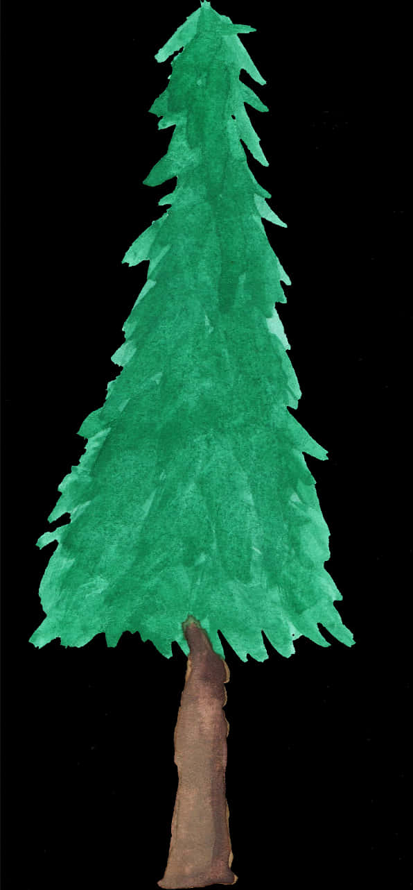 Watercolor Pine Tree Artwork PNG
