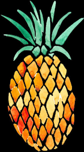 Watercolor Pineapple Artwork PNG