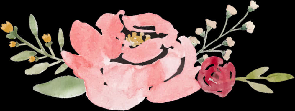 Watercolor Pink Flower Arrangement PNG
