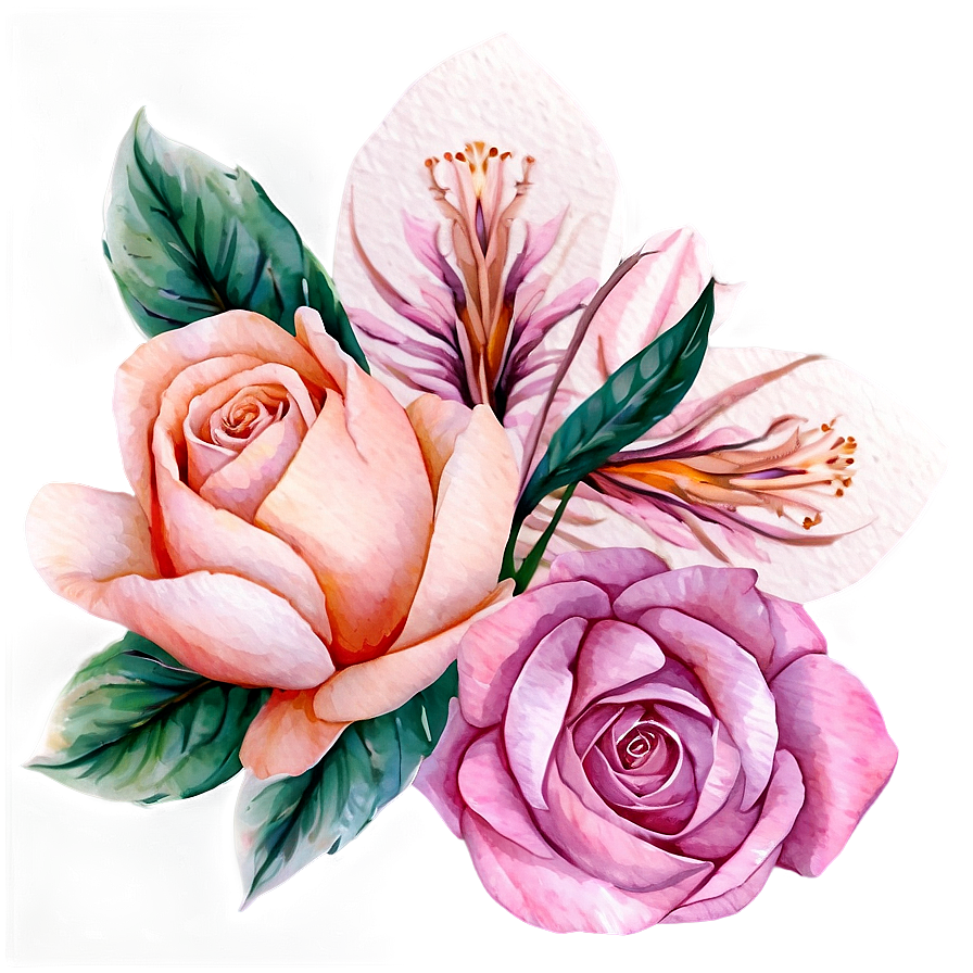 Watercolor Pink Flowers Png Ywq PNG