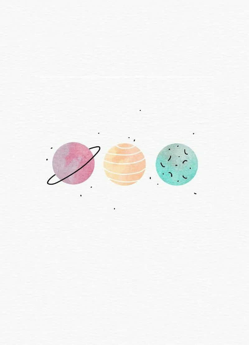 Watercolor Planets Artwork Wallpaper