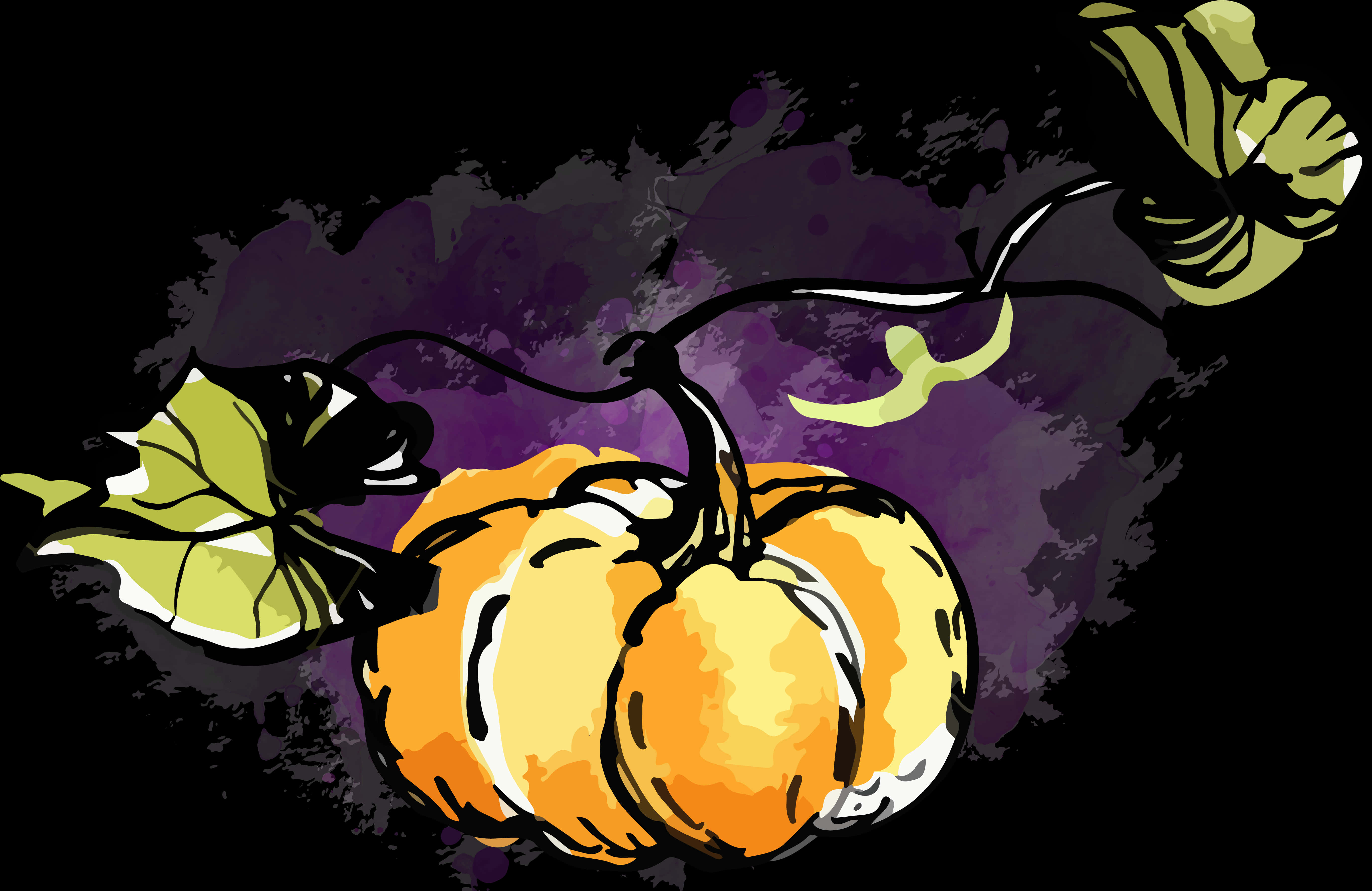 Watercolor Pumpkin Twilight Artwork PNG
