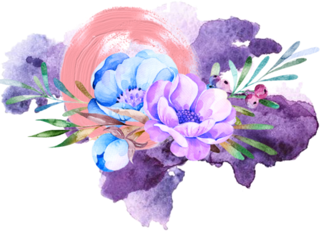 Watercolor Purple Floral Arrangement PNG