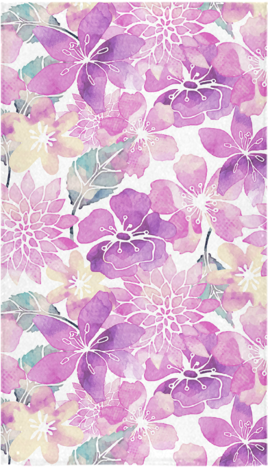 Watercolor Purple Floral Pattern PNG