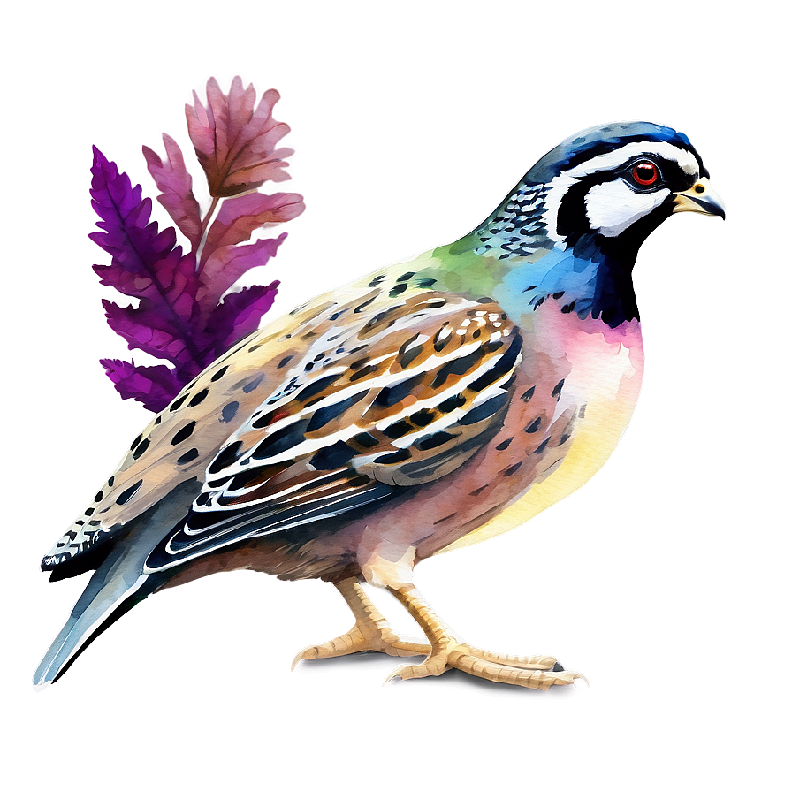 Watercolor Quail Scene Png Wsb PNG