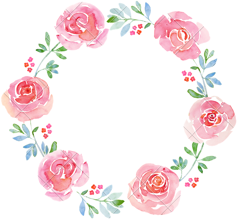 Watercolor_ Rose_ Flower_ Wreath PNG
