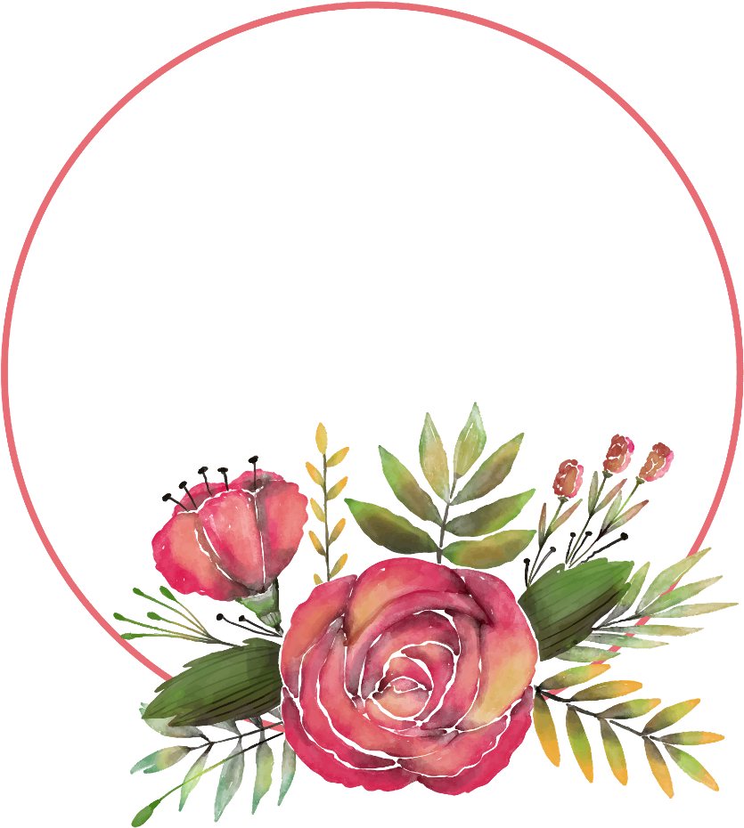 Watercolor Rose Frame Design PNG