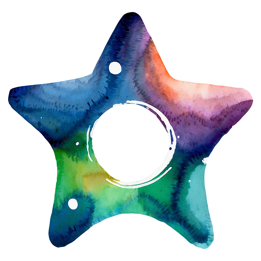 Watercolor Rounded Star Png 06132024 PNG