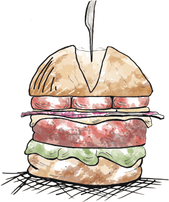 Watercolor Sketch Sandwich PNG